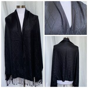 Jessica mcclintock Black Pashmina Fringed Scarf